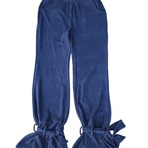 TOV Los Angeles Ankle Ties Convertible Black Flare Microfleece Pants Sz 38